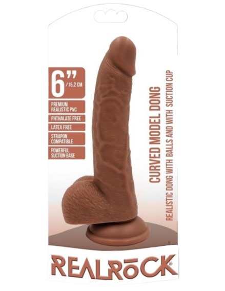 RealRock Curved Realistic Dildo with Balls and Suction Cup 7"