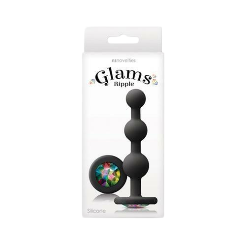 Glams Ripple Silicone Plug Rainbow Gem 4.49in - Black