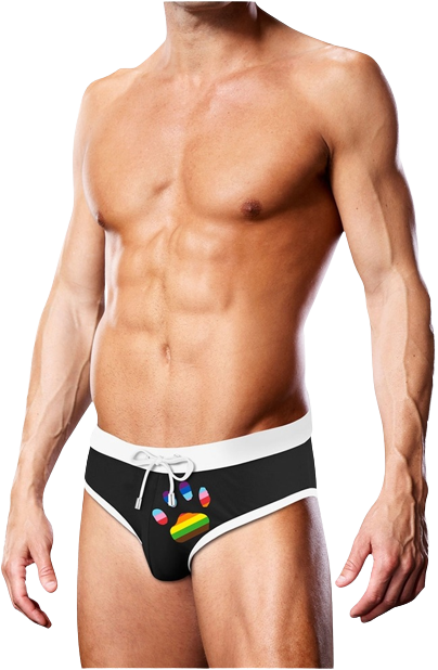 Prowler Black Oversized Paw Swimming Brief
