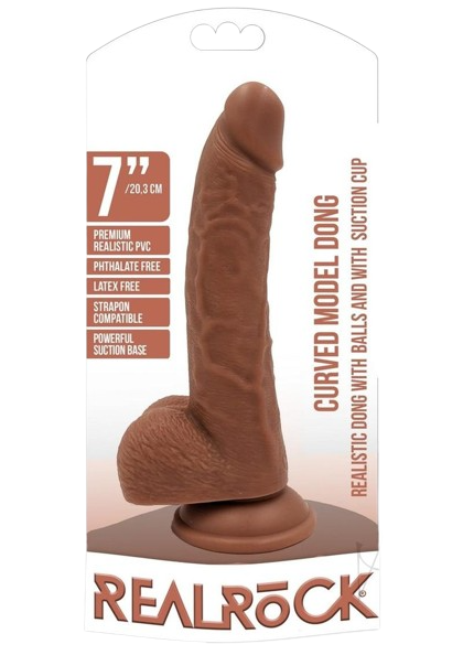 RealRock Curved Realistic Dildo with Balls and Suction Cup 7"