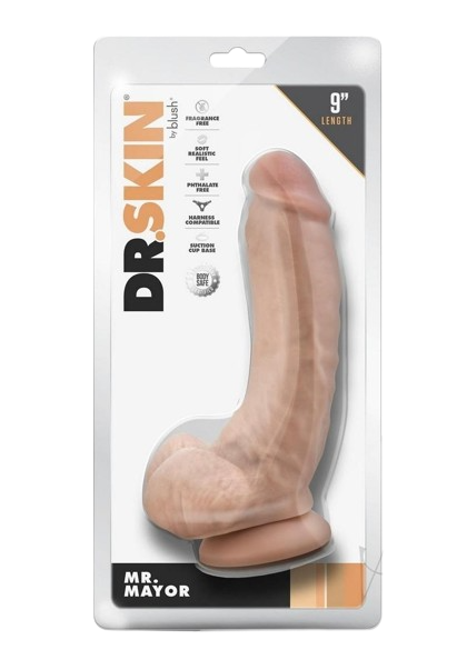 Dr. Skin Mr. Mayor Dildo with Balls and Suction Cup 9"