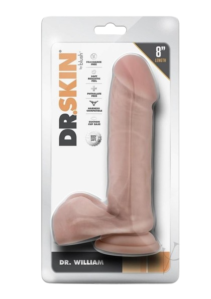 Dr. Skin Dr. William Dildo with Balls and Suction Cup 8"