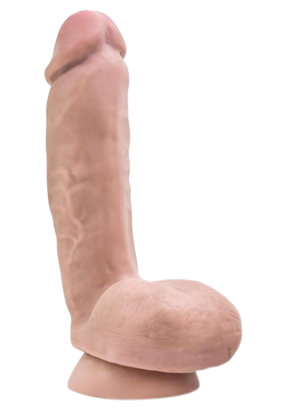 Dr. Skin Plus Thick Posable Dildo with Squeezable Balls 8"
