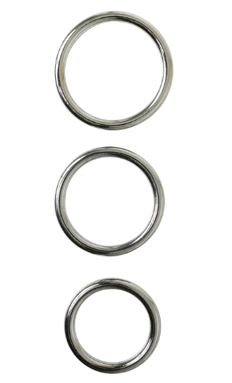 Sportsheets Metal O Ring Cock Ring (3 Pack) - Silver