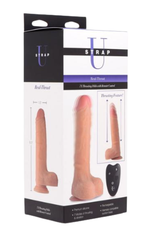 Strap U Real Thrust Thrusting and Vibrating Dildo 6"