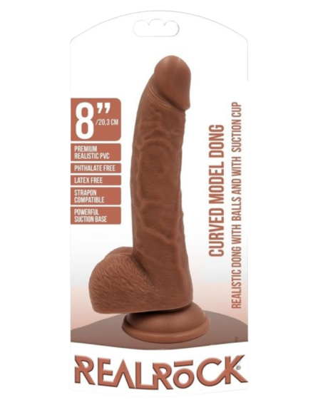RealRock Curved Realistic Dildo with Balls and Suction Cup 7"